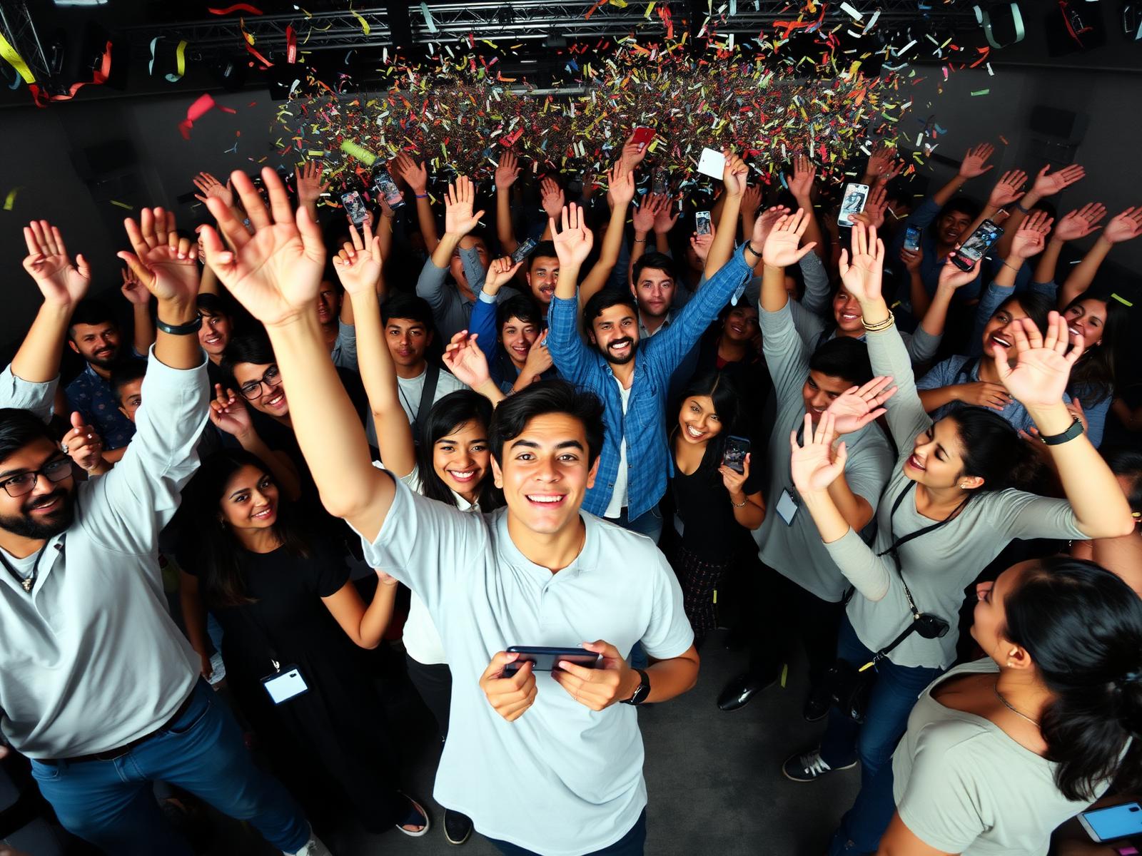 Students celebrating on campus